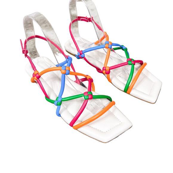 NEW Mercedes Castillo | Camille Colorful Leather Strappy Flats Sandals NWOB 8.5 - Picture 3 of 10